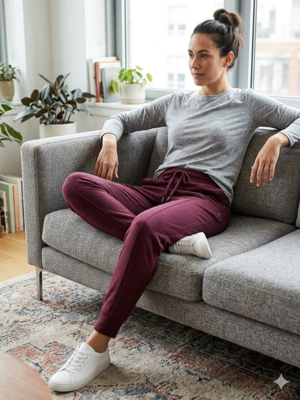 Mondetta Women's Burgundy Cozy Fleece Joggers Pants Size Small S Athleisure
